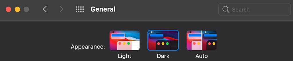 dark mode mac os settings