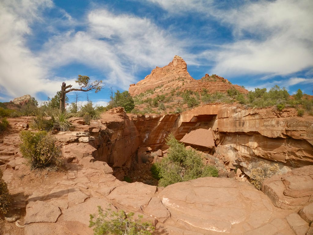 Wide angle photo of Devil’s Kitchen viewpoint in Sedona, Arizona shot on GoPro