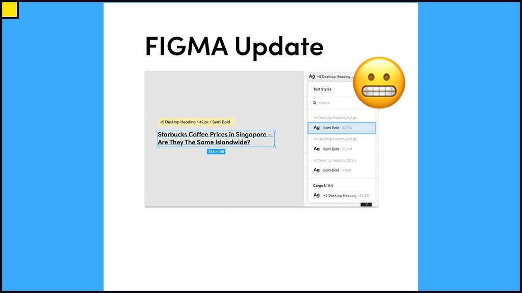 A graphic that shows the FIGMA update for typography naming conventions.