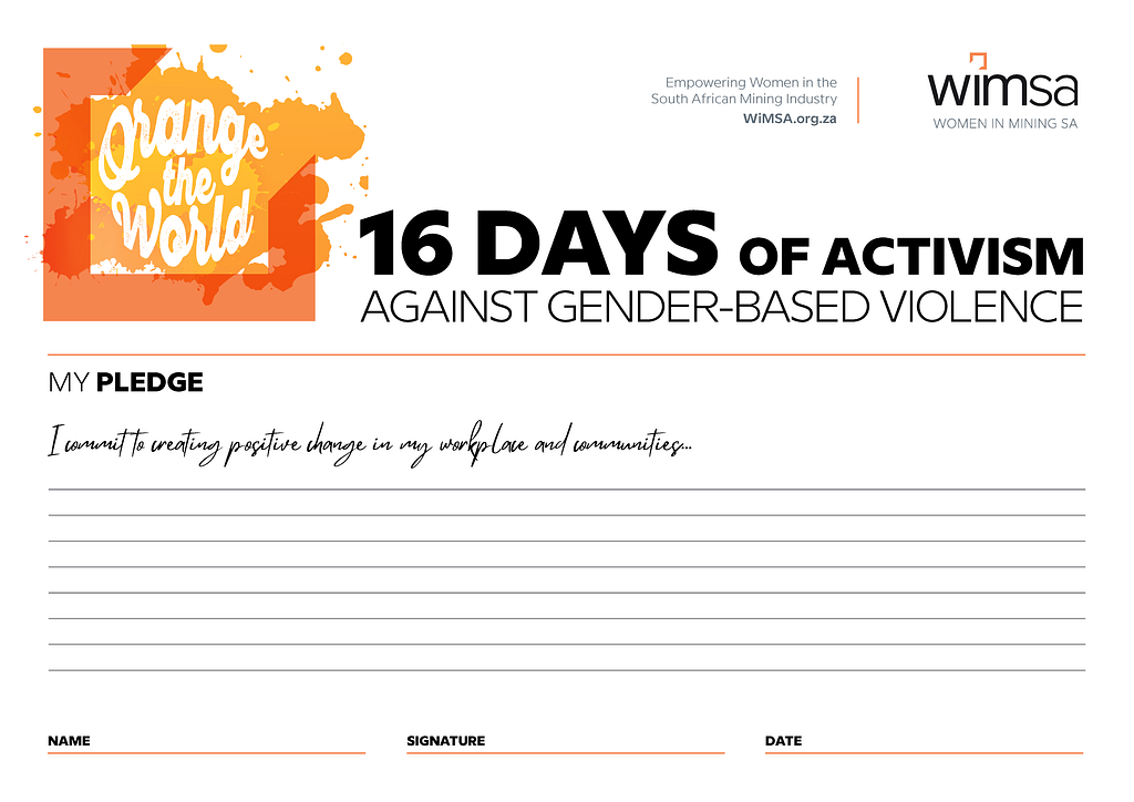 pledge by the community and workplace against gender based violence