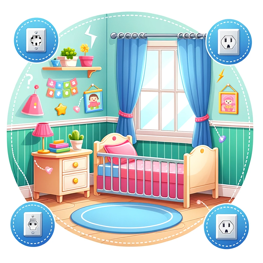 Safely designed toddler’s room emphasizing protective features and vibrant decor with a secure bed placement