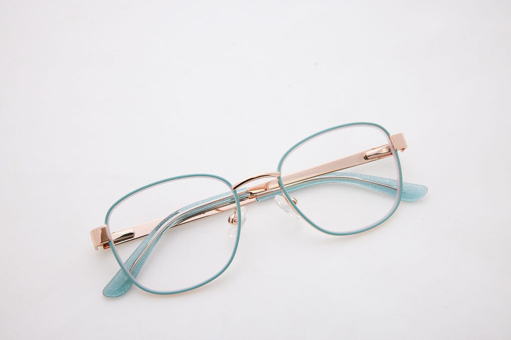 Gold Sky Blue Full Rim Square Eyeglasses