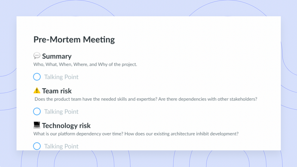 https://fellow.app/meeting-templates/ross-mayfield-product-pre-mortem-meeting-template/