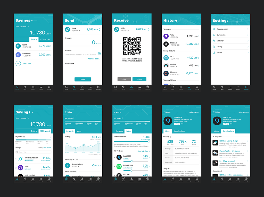 10 redesigned wallet and voting interfaces for ICONex.
