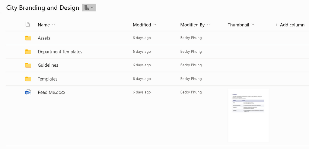 Screenshot of rows of folders in SharePoint