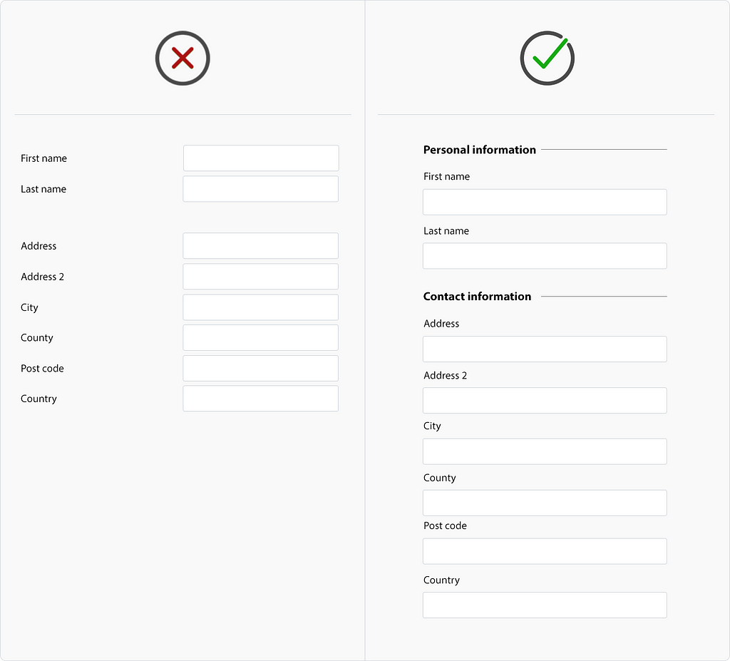 Place the field label closer to the associated field and align the label with the text field to the left.