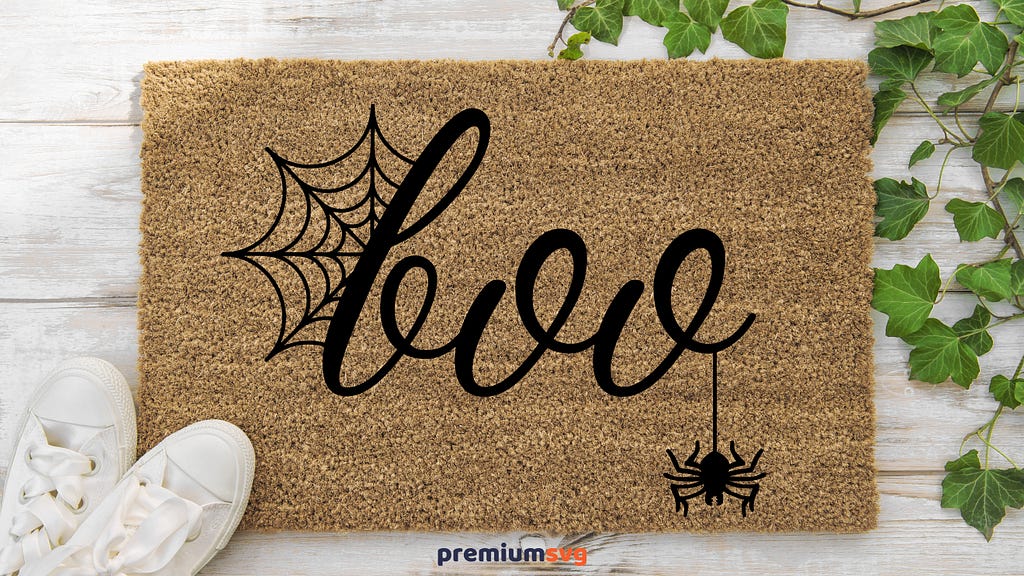 Boo SVG on Halloween Doormat