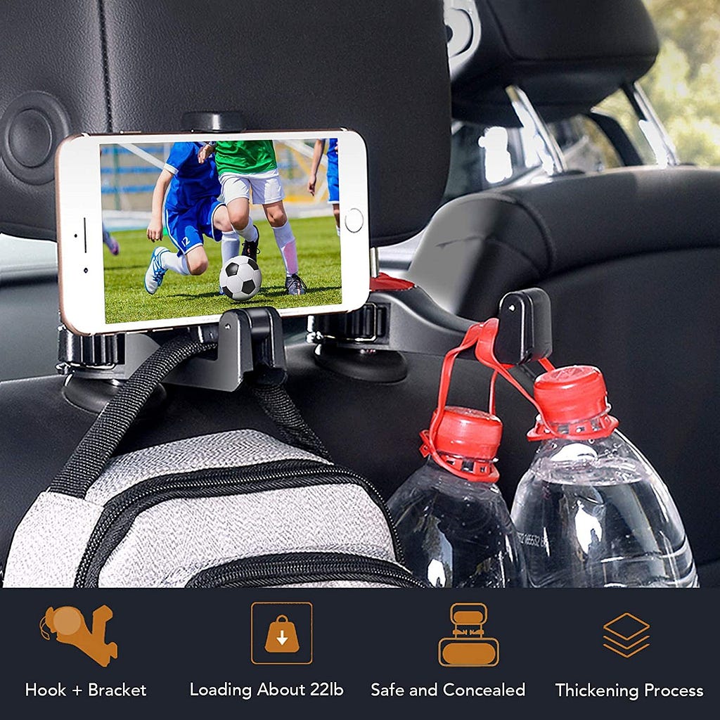 Car Seat Hooks with Phone Holder