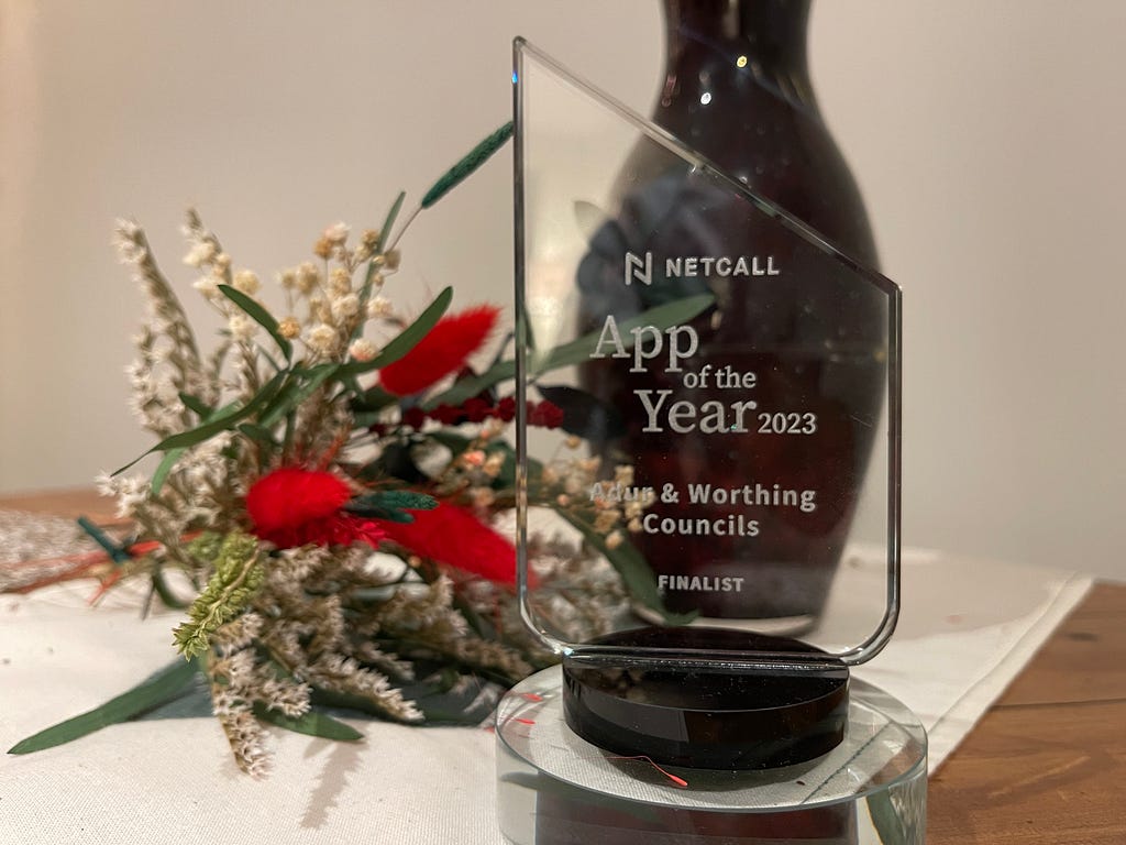 Netcall App of the Year 2023 finalist trophy