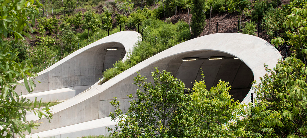 Tunnels through The Gathering Place park in Tulsa, OK.