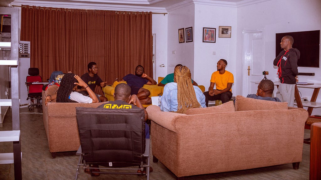 The famasi team during an icebreaker game