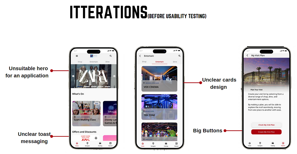 Test iterations with showing the chnages made after testing