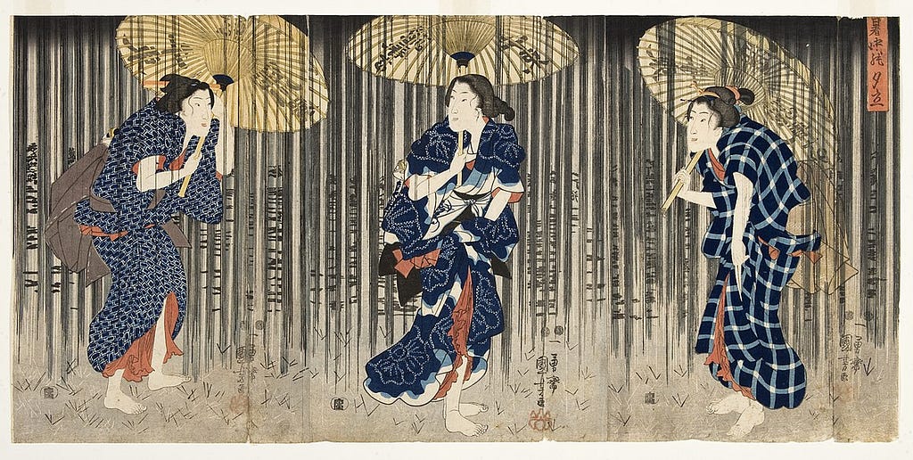 Shochū no yūdachi (Sudden Shower in the Summer Heat) by Utagawa Kuniyoshi — Japanese woodblock prints in the San Diego Museum of Art