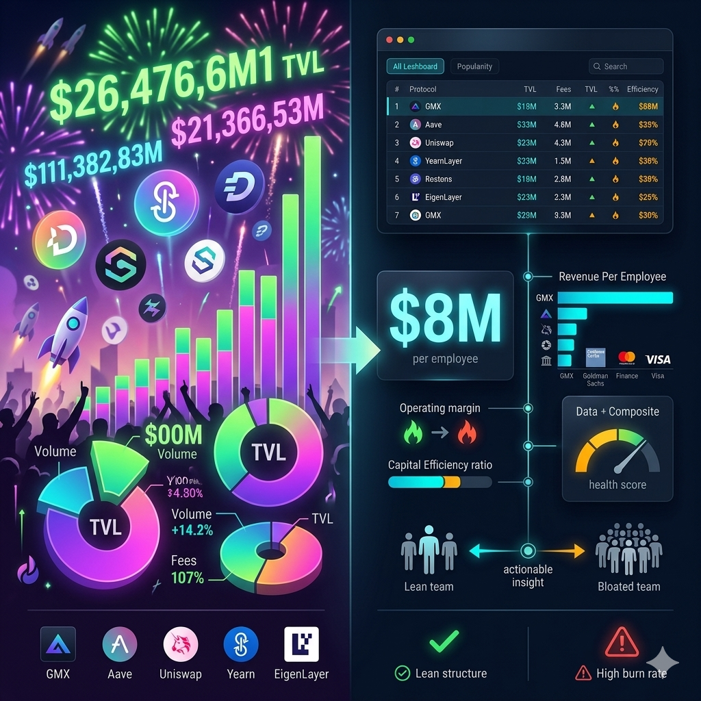 We Ranked 50 DeFi Protocols by Revenue Per Employee — The Results Will Change How You Evaluate DeFi