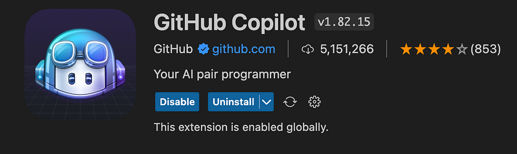 Github Copilot vs code extension