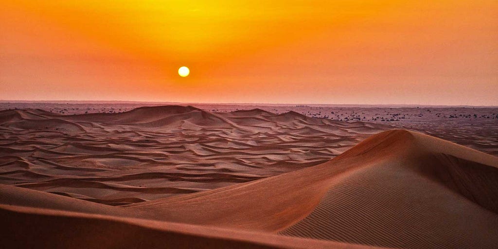 Sunset in desert.