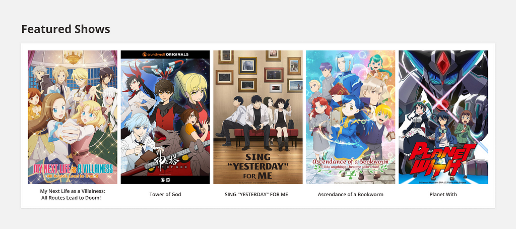 Image of the Featured Shows redesign