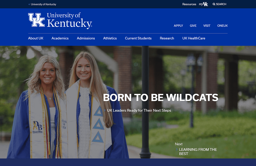 University of KY home page image
