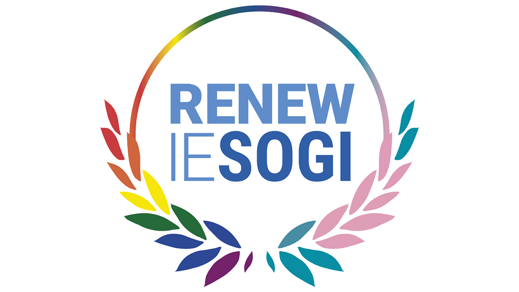 Logo de la campaña por la renovación del mandato de le Experte Independiente de la ONU sobre la violencia y la discriminación por motivos de orientación sexual e identidad de género (OSIG).