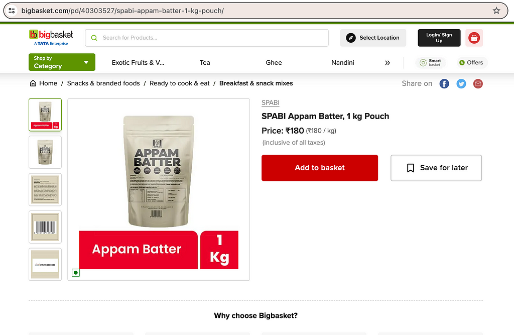 Readymade Appam Batter Bigbasket