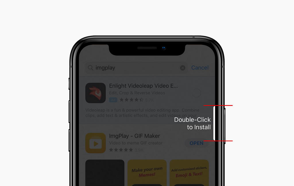 iPhone X Mockup: Side button doesn’t match  the UI button on the screenshot.