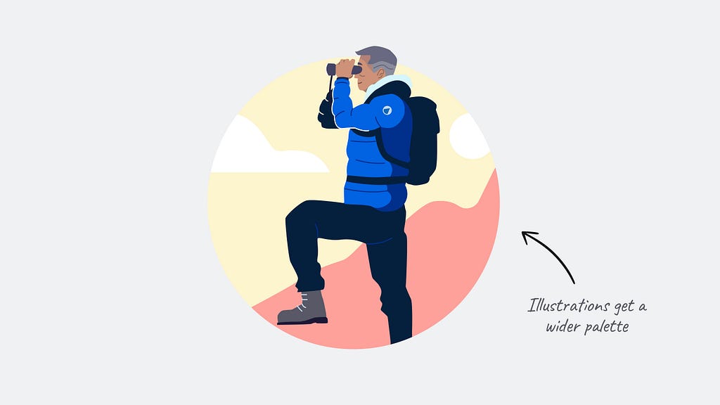 Illustration of an explorer looking through magnifying glasses