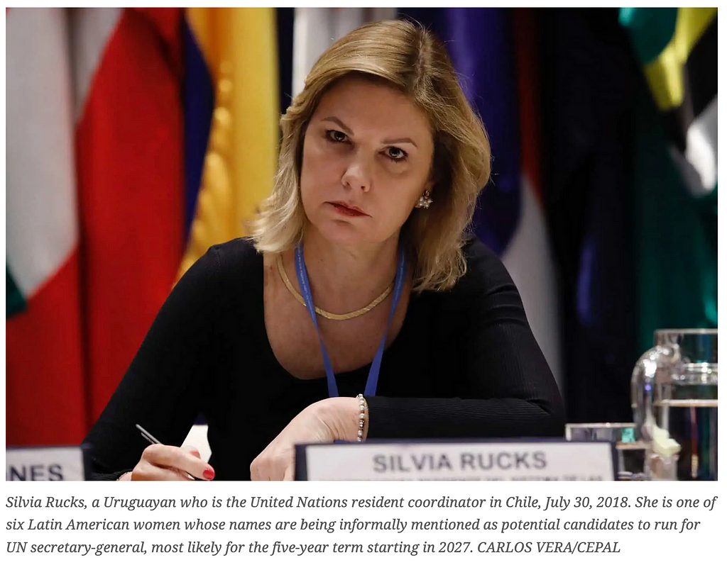 Silvia Rucks, a Uruguayan who is the United Nations resident coordinator in Chile, July 30, 2018.