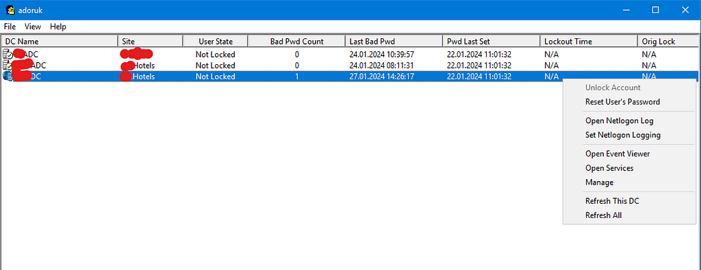 LockoutStatus.exe, locked out, status, microsoft, password, count, active directory, pass, reset