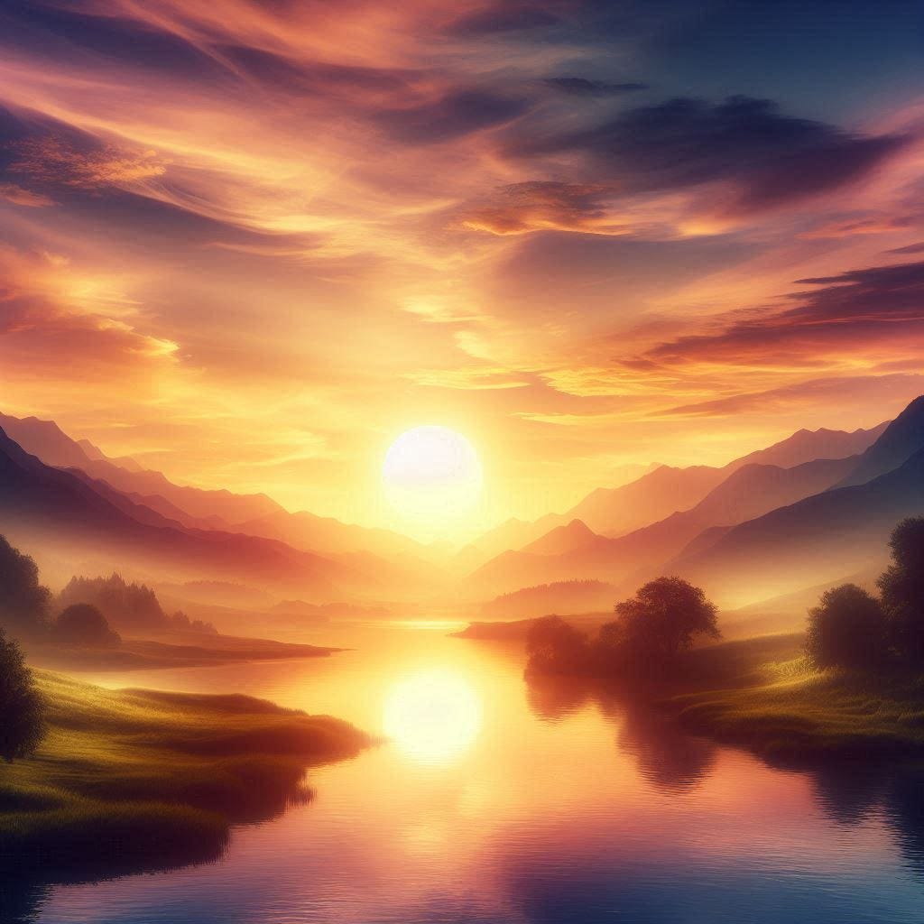 A serene landscape at sunrise, symbolizing hope and new beginnings in a purpose-driven life.