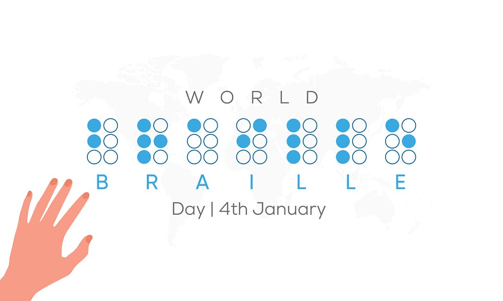 Hand and Braille icons. World Braille Day 4th January.