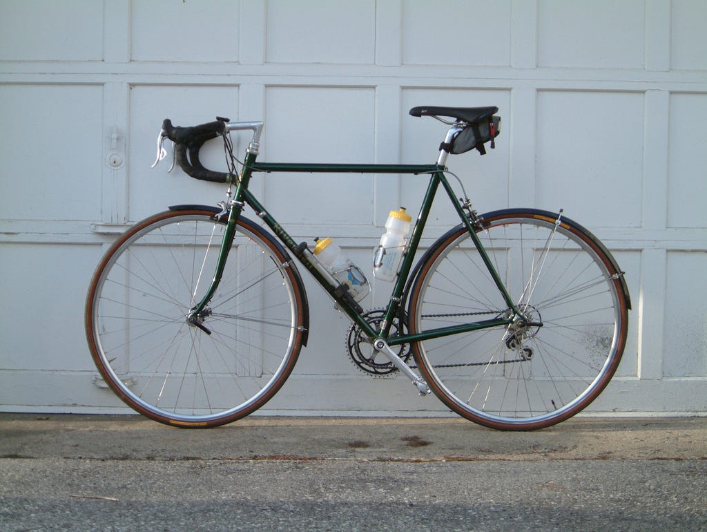 1995 Rivendell Road frame seen here in 2008 as a commuter bike with fenders