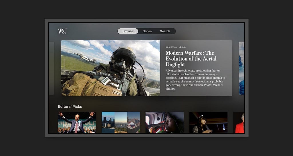 WSJ Apple TV app redesigned launch screen