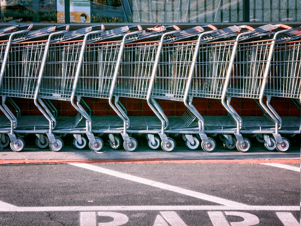shopping carts in line