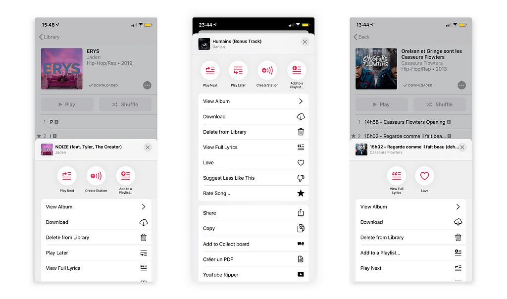 The new component designed by Romain Penchenat in action into the Apple Music app