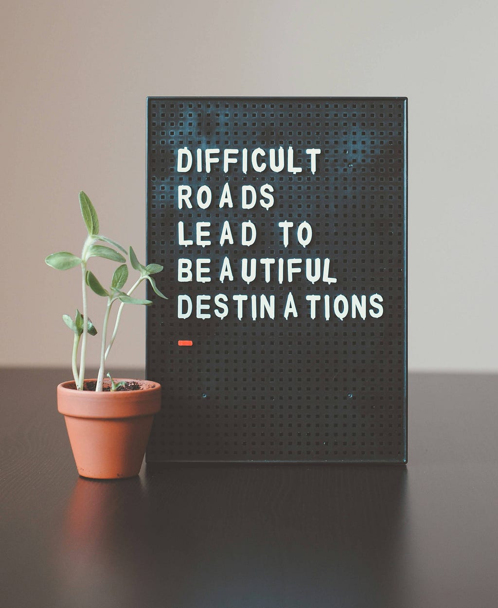 Difficult roads lead to beautiful destinations décor