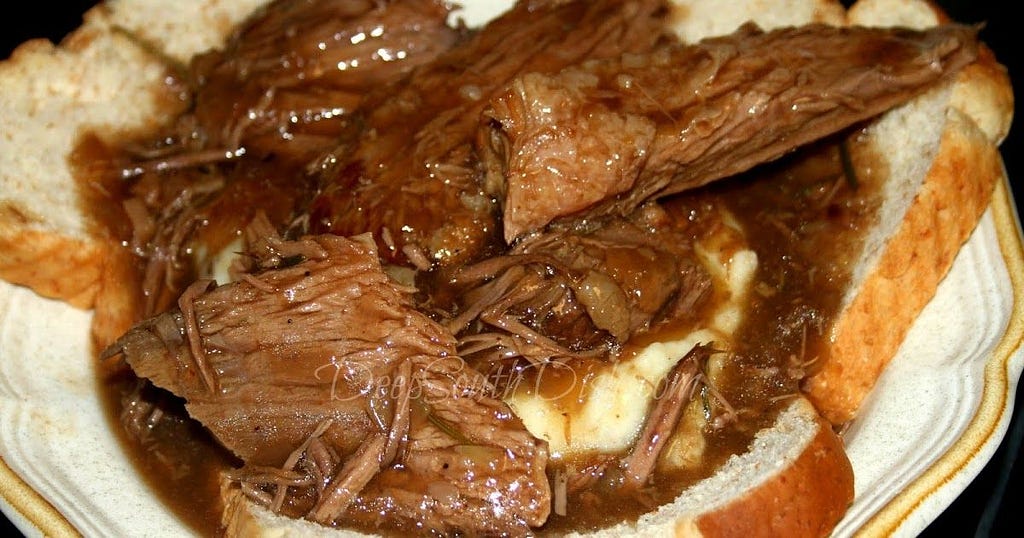 pot roast on white bread