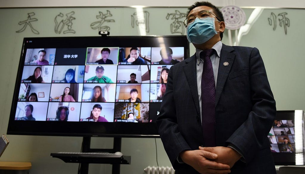 An online class being conducted during lockdown (Image by Greg Baker AFP via Getty Images)