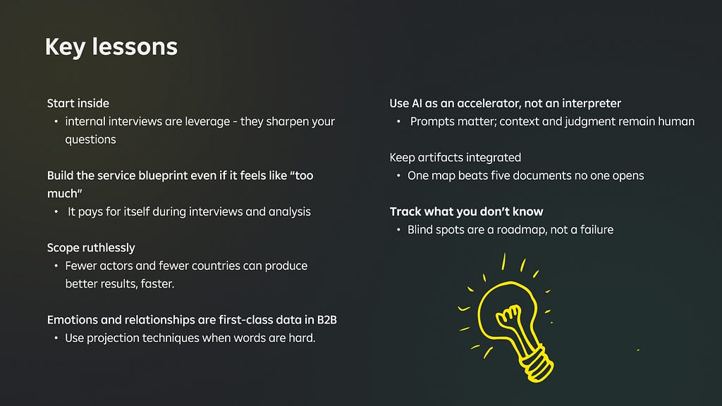 List of key lessons learned
