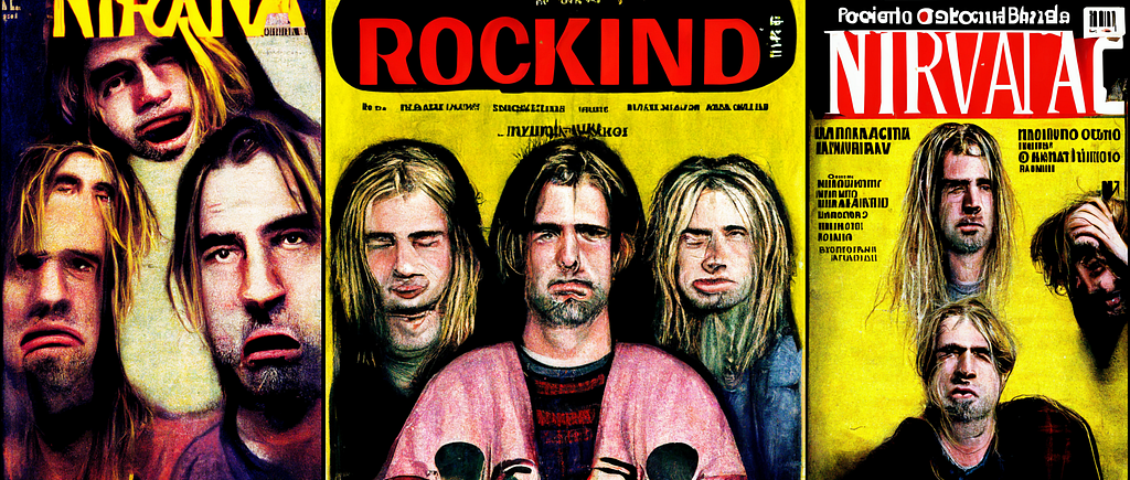 Nirvana album covers from rock magazines of a different timeline
