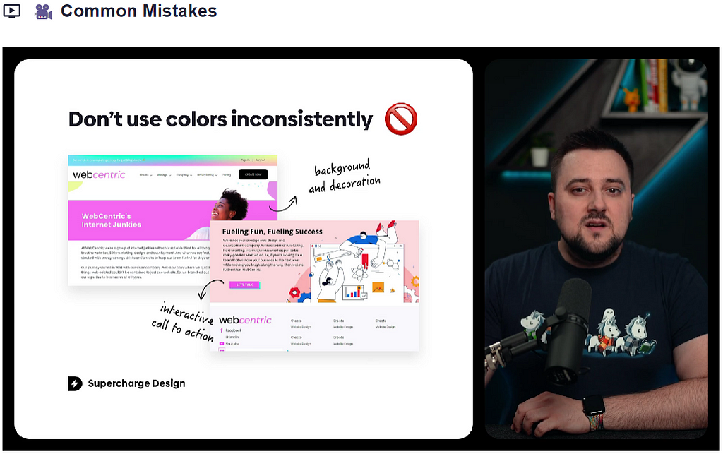 Screenshot of the common color mistakes slide