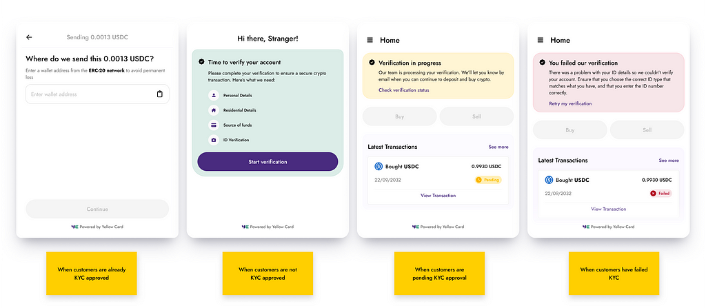 Routes for customers based on their KYC status