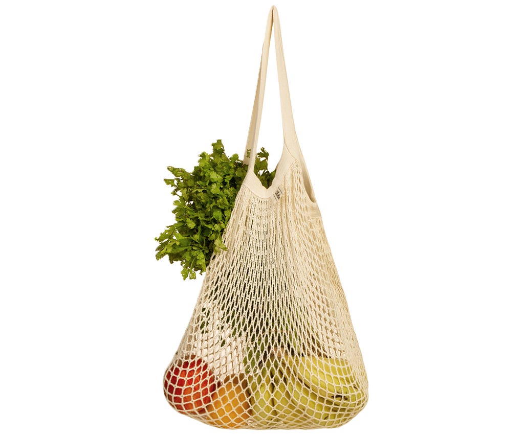 Eco-friendly mesh produce bags as an alternative to plastic bags, reducing waste.