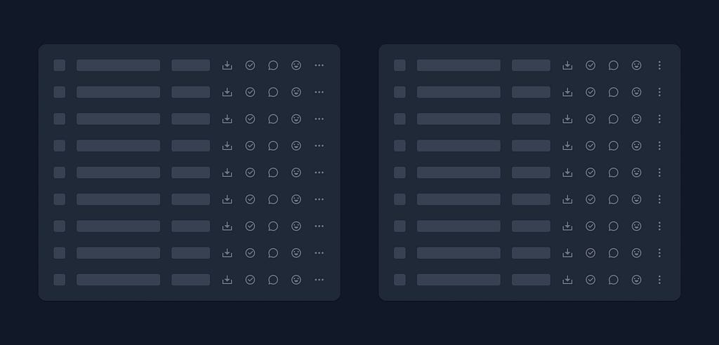 Visual Comparison: Table View with Different ‘More’ Icons