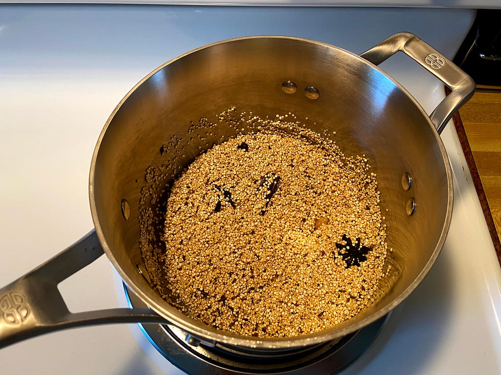 Quinoa added to the pot.