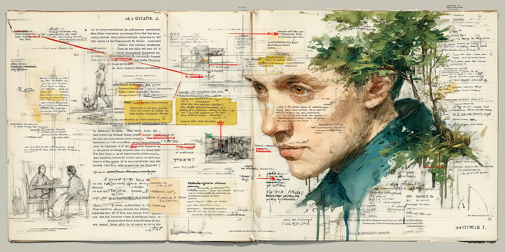 An agenda full of notes, scribbles and drawings
