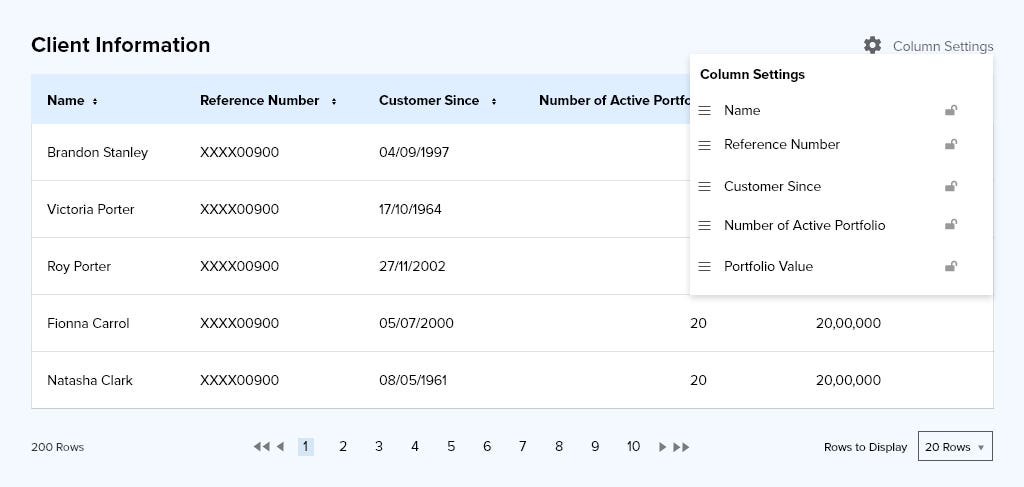 Too many columns might be possible in some endless case of table where customization needed so user choose their preferences