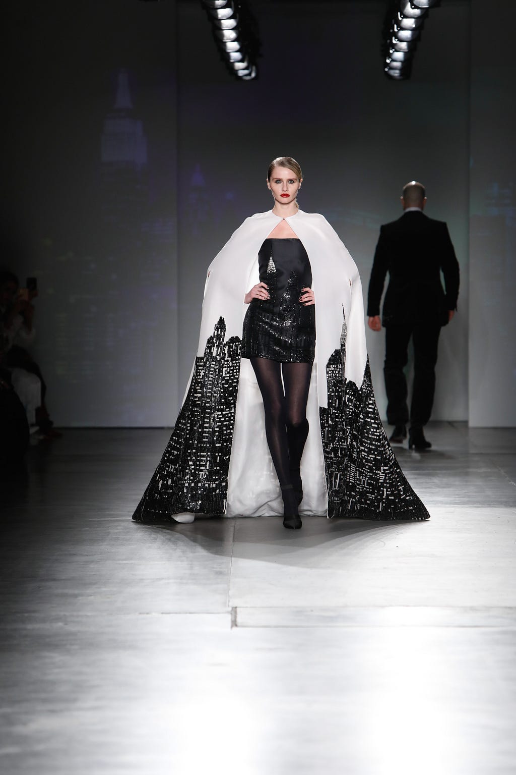 Grand Finale New York Skyline Cape and Mini Dress F/W Zang Toi 2020