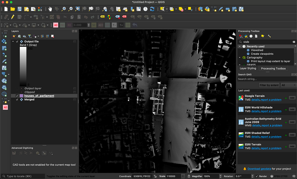 A screenshot of QGIS