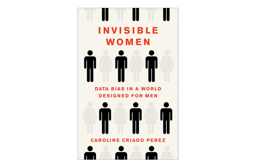 book jacked of Invisible Women by Caroline Criado Perez. Jacked show repeated black icon of men interleaved with very faint light grew icon of women. This cleverly, symbolically represents the theme and title of the book incredibly well.