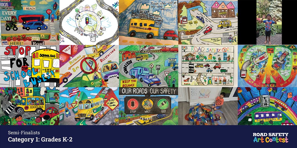 Collage of entries by Semi-finalists in Category 1: Grades K-2